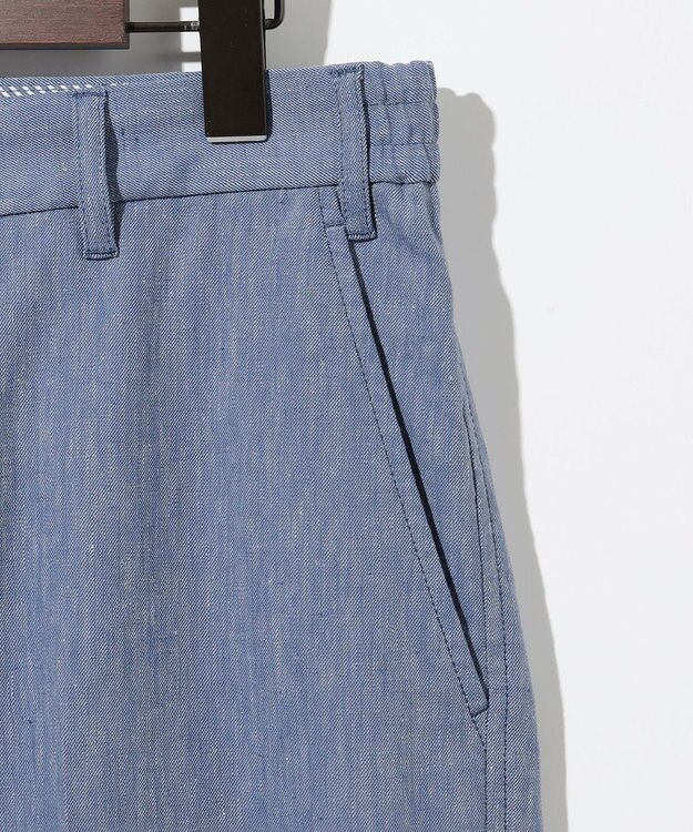 JOSEPH ABBOUD 【ウエストも伸びる/清涼/ストレッチ】ストレッチリネンシャンブレーショートパンツ サックスブルー系