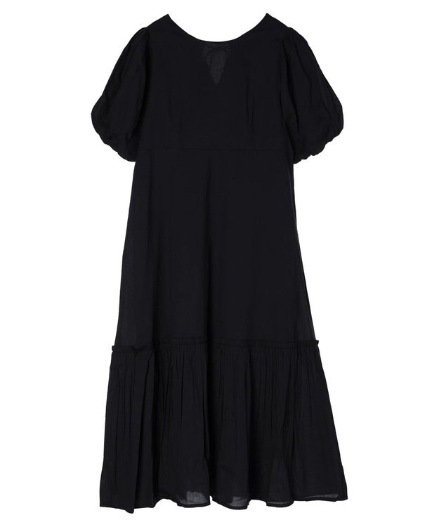earth music&ecology コットンボイルパフスリーブワンピース Black