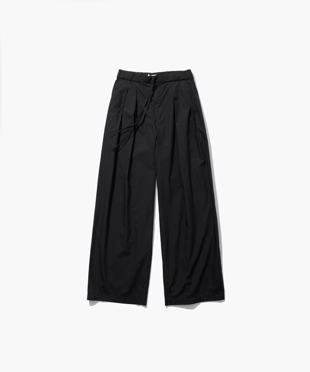 ATON NATURAL DYED COTTON LAWN | ツータックイージーパンツ BLACK