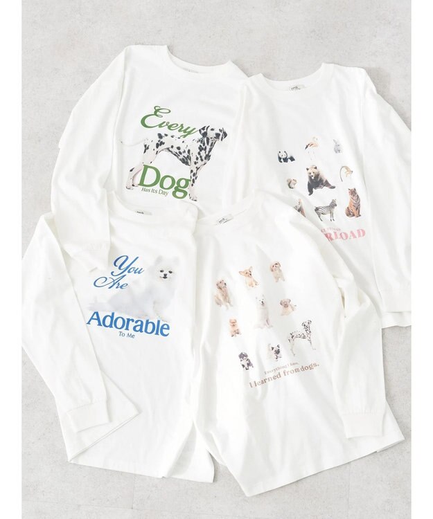 earth music&ecology アソートアニマルプリントロンＴｅｅ Brown