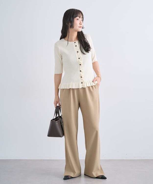 Green Parks フリルニットカーディガン Off White