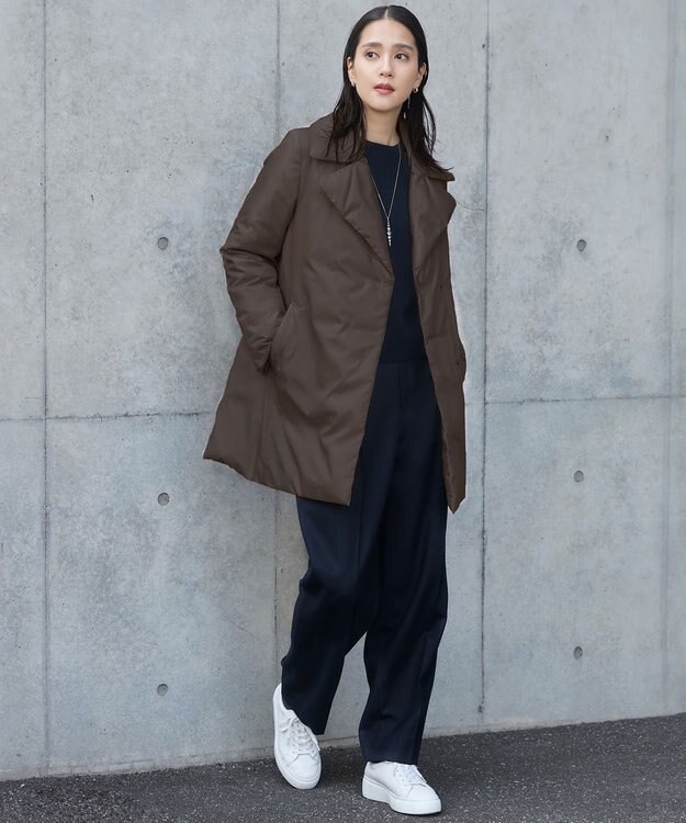 自由区 L 【洗える】ウールカシミヤブレンドラメスパンコールクルーネック ニット ネイビー×ブラック