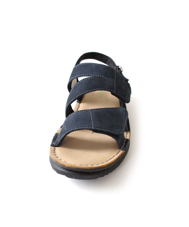 Pointer 本革 甲幅調整 マジックテープ付きサンダル ダークネイビー(ヌバック)