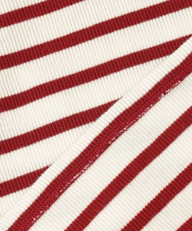 23区 S オーガニックコットンリブ タートルネック カットソー レッドボーダー