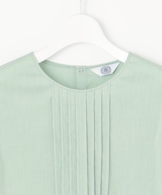 J.PRESS LADIES 【洗える】ラミーポプリン クルーネック ブラウス ミント系