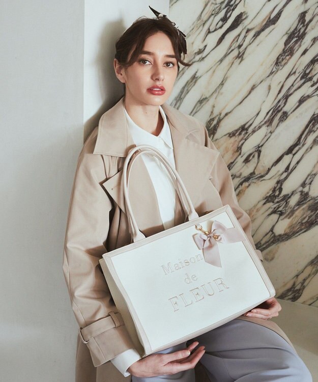 Maison de FLEUR ロゴ刺繍キャンバストートバッグ Pink