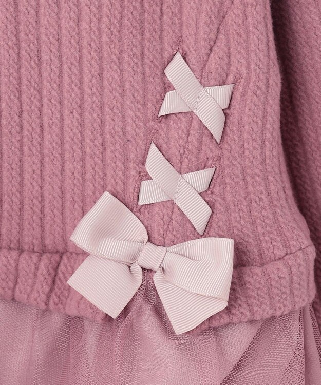 ANY KIDS 表起毛 レースアップ チュニック ピンク