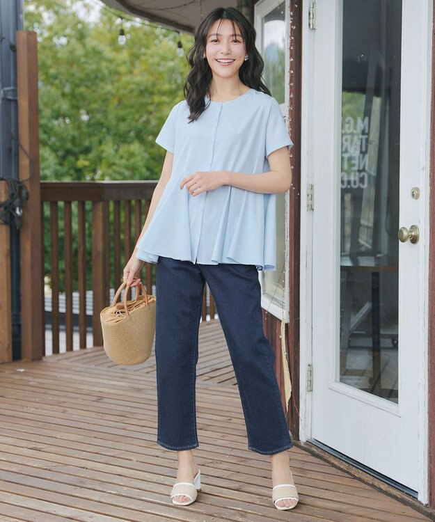 Tiaclasse ボリュームフレアブラウス サックス