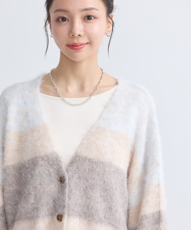 earth music&ecology グラデーション起毛ニットカーディガン Beige