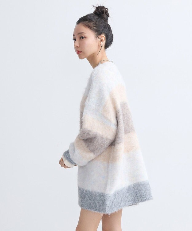 earth music&ecology グラデーション起毛ニットカーディガン Beige