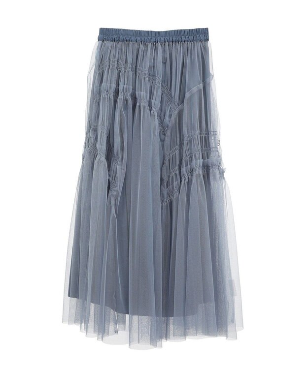 earth music&ecology シャーリングギャザーチュールスカート Blue