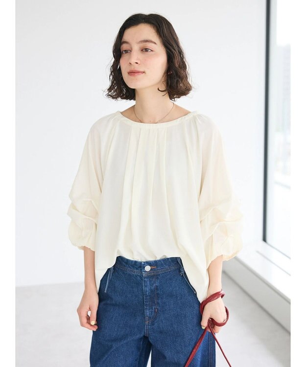 CRAFT STANDARD BOUTIQUE ピンタックホイップスリーブブラウス Ivory