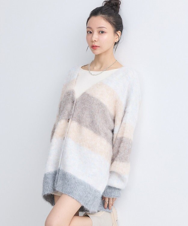 earth music&ecology グラデーション起毛ニットカーディガン Beige