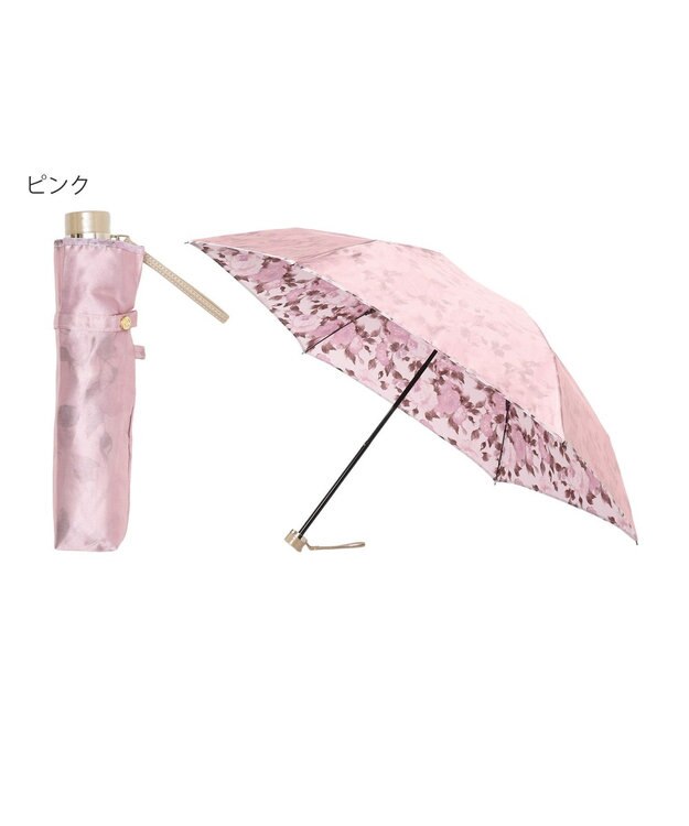 MOONBAT ミラショーン (mila schon) 折りたたみ傘 内側花プリント ピンク