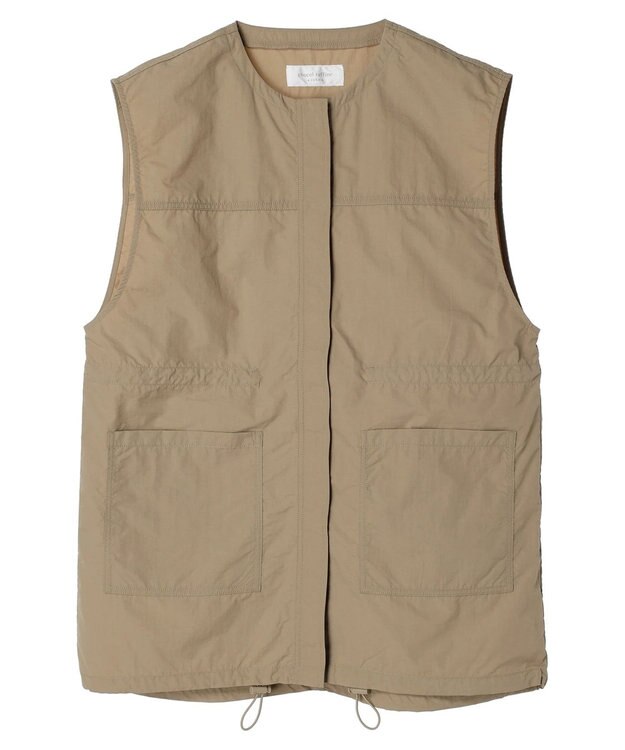 Green Parks ノーカラーミリタリーベスト Beige