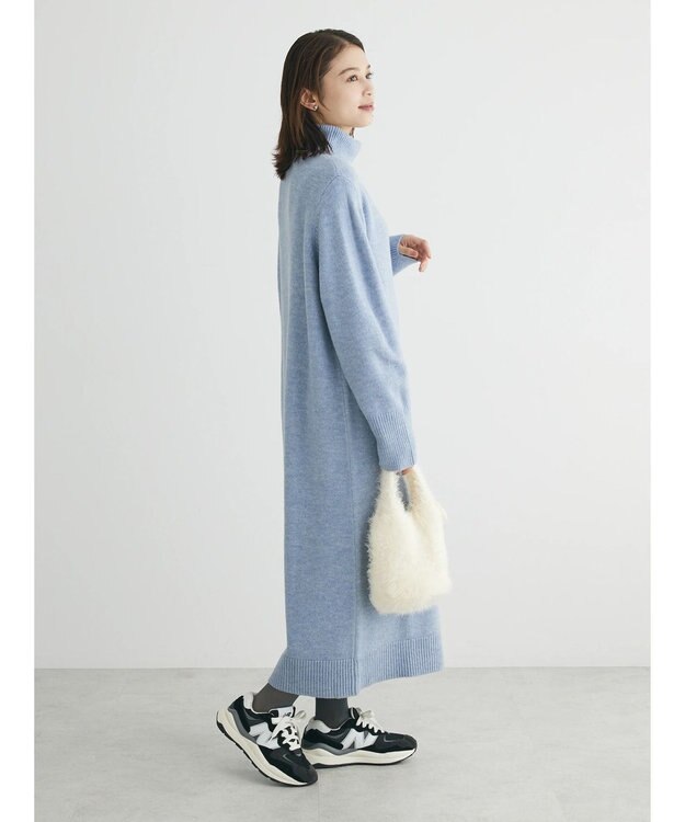 Green Parks タートルニットワンピース Sax