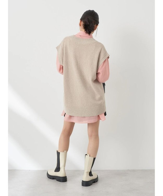 earth music&ecology ミニブークレＶネックベスト Light Beige