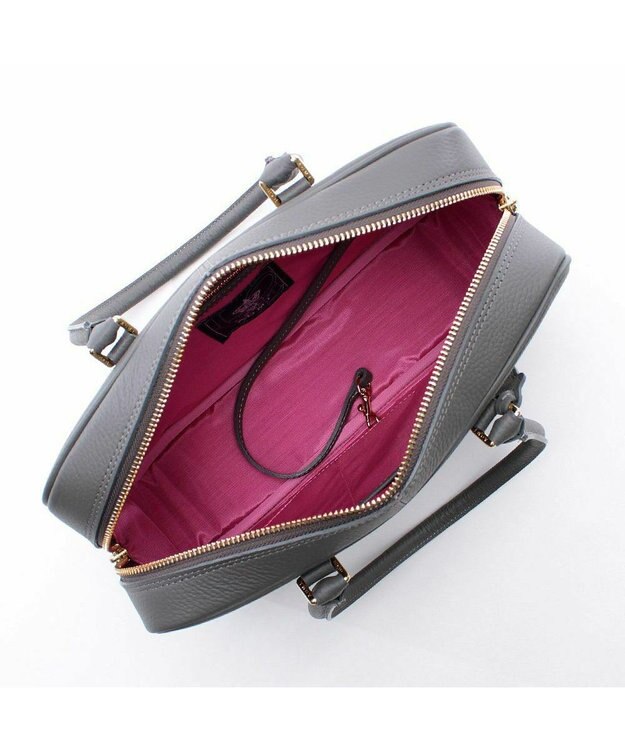 A.D.M.J. 【A4対応】お受験  牛革シュリンクボストンバッグ オイスターグレー