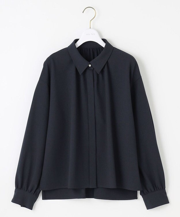 ANY SIS S 【UVカット・アンチピリング・洗える】ウーステッドエステル シャツ ネイビー