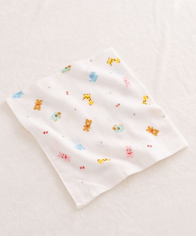 MIKI HOUSE HOT BISCUITS ガーゼバスタオル＆ラトルギフトセット【BOX付き】 白