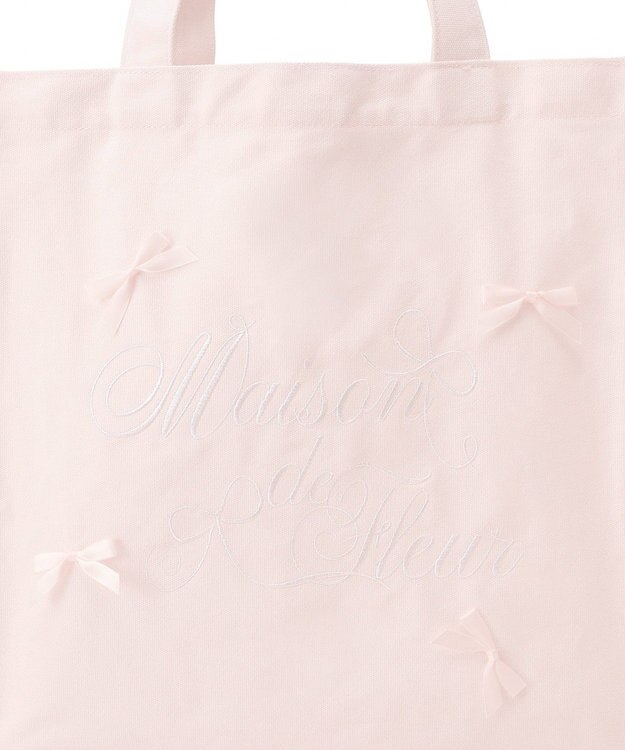 Maison de FLEUR リボンブランドロゴ刺繍スクエアトートバッグ Pink