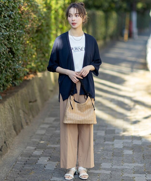 ANY SIS 【接触冷感・UVケア・洗える】着流し カーディガン ネイビー