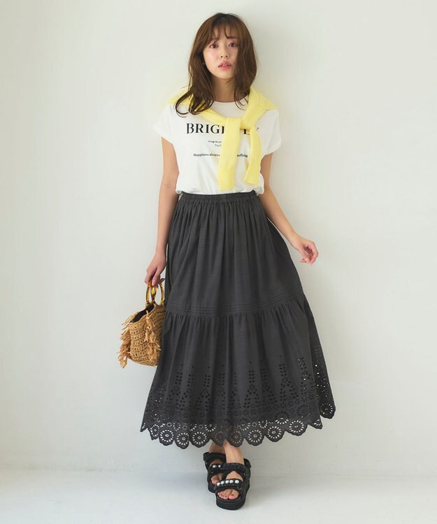 Feroux 【洗える】シアーカラー カーディガン ライトイエロー系