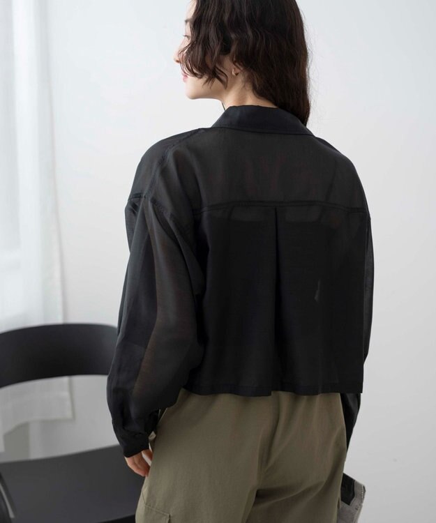 WEGO 【シワになりにくい】シアーショートシャツ ブラック