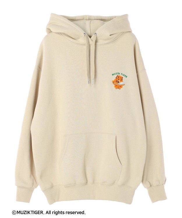 Green Parks ムジークタイガー／裏起毛刺しゅうフーディー Beige