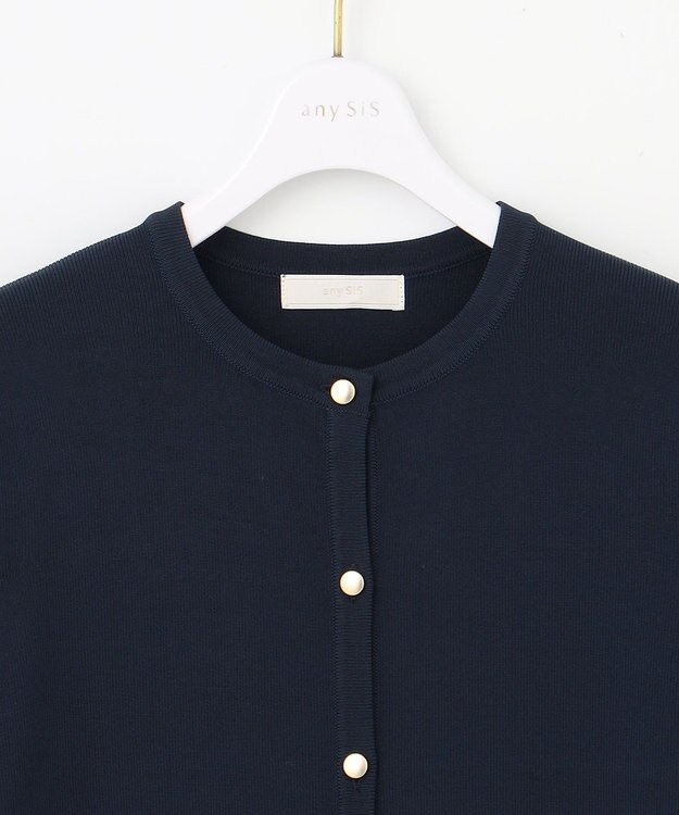 ANY SIS S 【接触冷感・UVカット・洗える】ハーフスリーブ カーディガン ネイビー