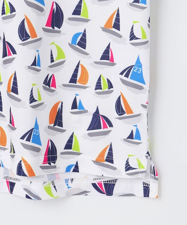 23区GOLF 【MEN/キングサイズ】【吸水速乾・UVケア】マルチヨットプリント 半袖ポロシャツ ホワイト系5