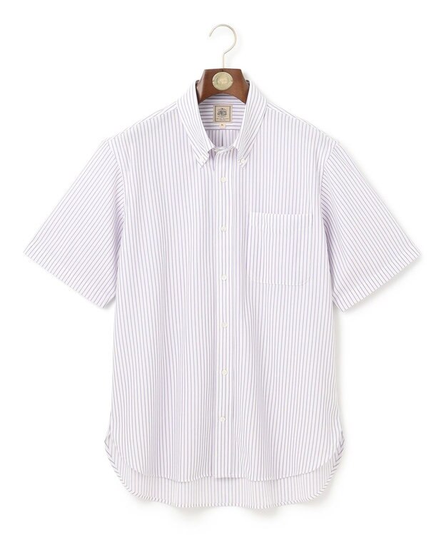 J.PRESS MEN 【KING SIZE】【夏に嬉しい高機能】カノコインレイストライプパッチポケット シャツ/B.D. パープル系1