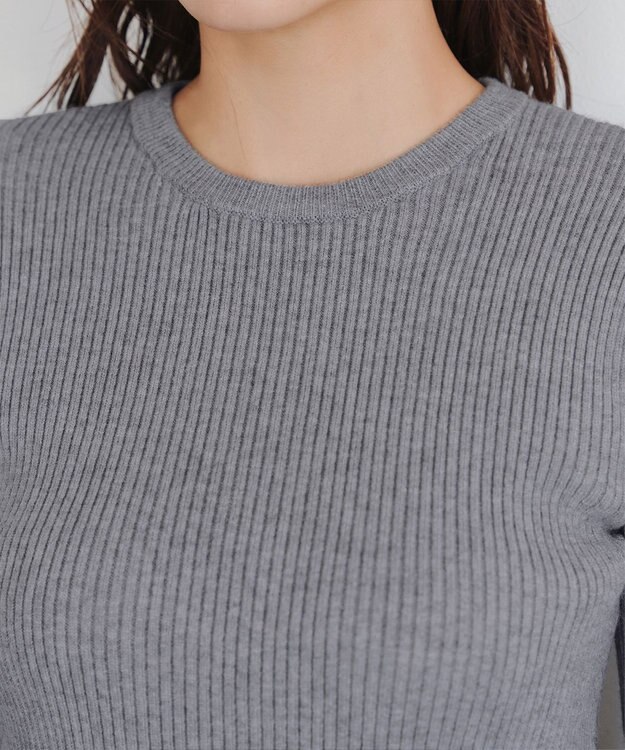 Tiaclasse 【洗える】マルチ配色ニットトップス グレー