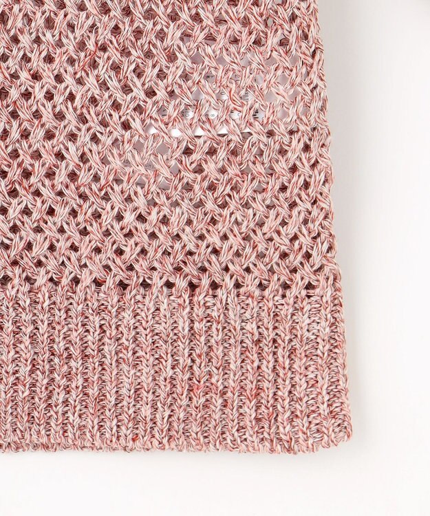 自由区 【洗える】カラーミックスメッシュリネン ニット レッド系