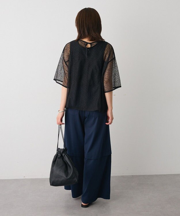 CRAFT STANDARD BOUTIQUE レースワイドTブラウス Black