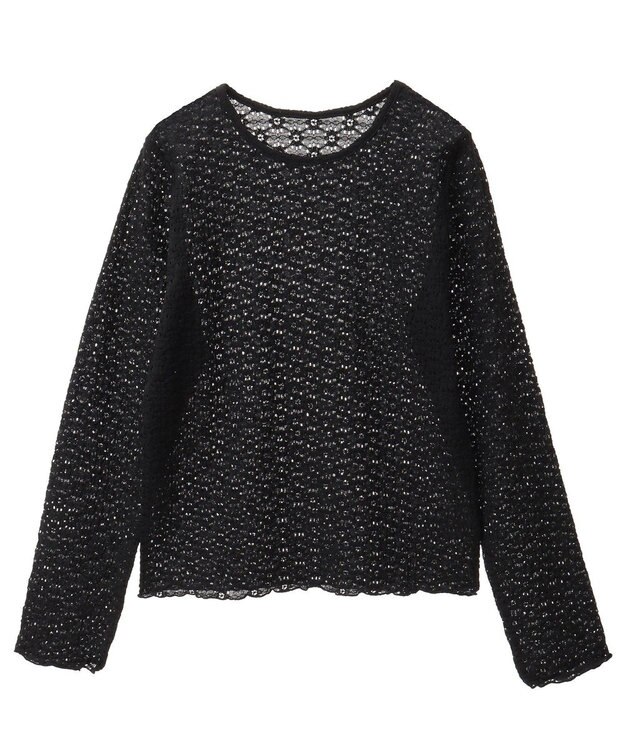 CRAFT STANDARD BOUTIQUE 花柄レースシャーリングプルオーバー Black