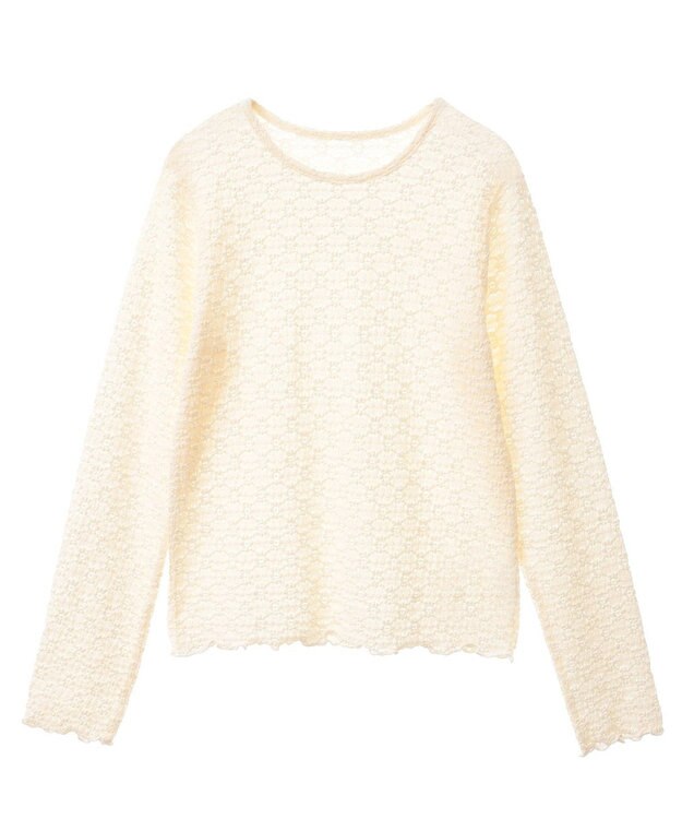 CRAFT STANDARD BOUTIQUE 花柄レースシャーリングプルオーバー Ivory