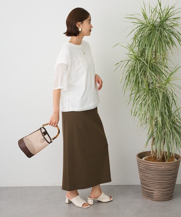 CRAFT STANDARD BOUTIQUE レースワイドTブラウス White