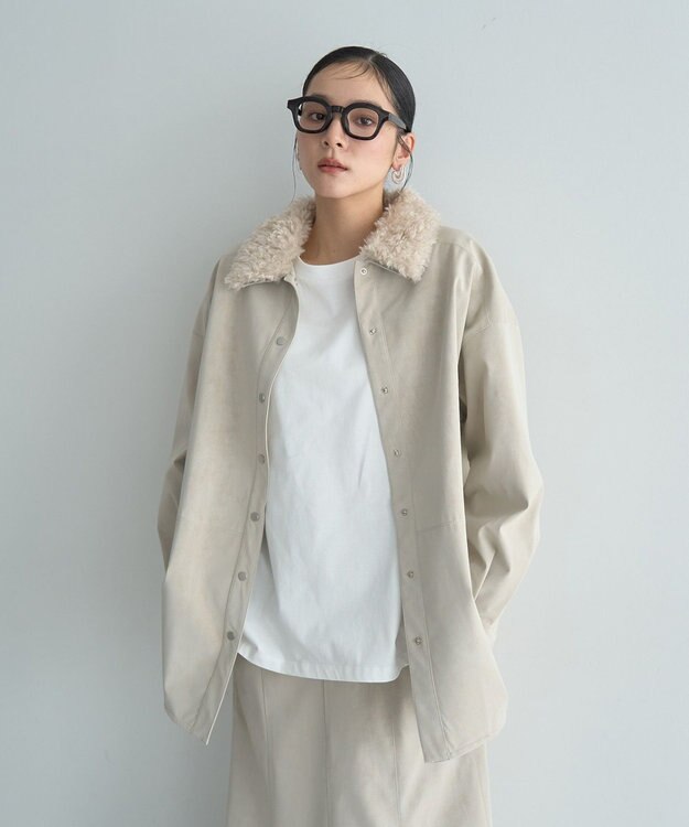 YECCA VECCA レザーライクシャツジャケット Ivory