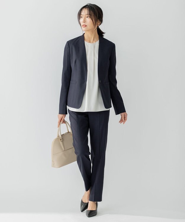 23区 【洗える】ブラウスライクジャージー プレーン カットソー ライトグレー系