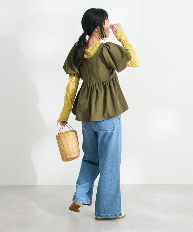 CRAFT STANDARD BOUTIQUE 花柄レースシャーリングプルオーバー Yellow