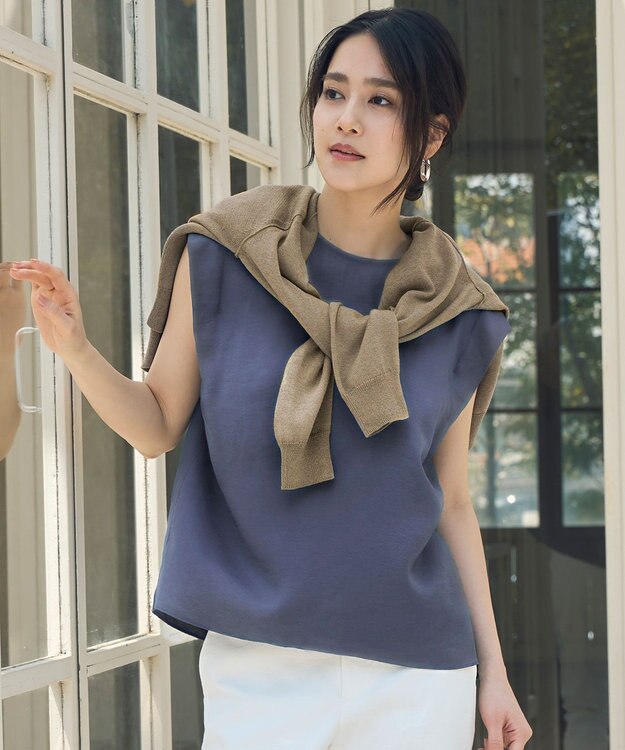 自由区 【洗える】ペーパーブレンドショート カーディガン [新色]シナモン