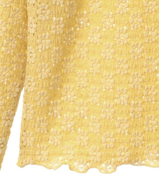 CRAFT STANDARD BOUTIQUE 花柄レースシャーリングプルオーバー Yellow