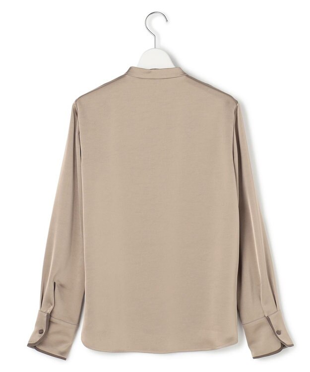ICB L 【WEB＆一部店舗限定】 DrapySatin バンドカラーシャツ モカ系
