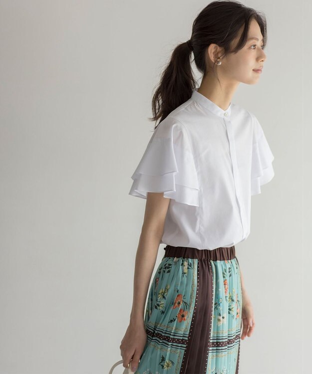 組曲 L コットンレーヨンシャーティング ブラウス アイボリー系