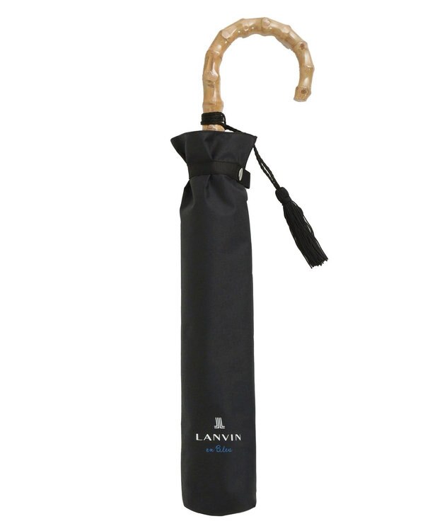 MOONBAT 【WEB限定】LANVIN en Bleu 晴雨兼用 折りたたみ傘 長傘(2WAY) プレーン×ロゴ刺繍 一級遮光 遮熱 UV ブラック