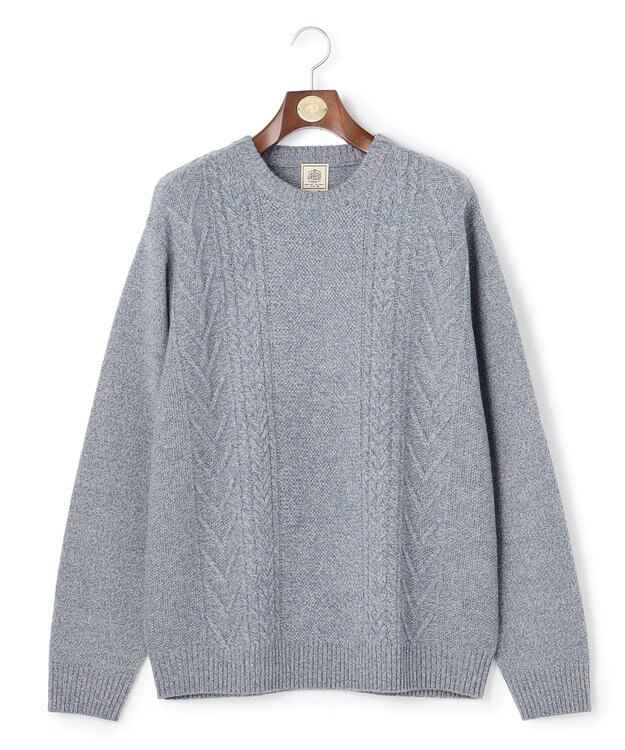 J.PRESS MEN 【KING SIZE】【Cash Lamb's Wool】ケーブルクルーネック ニット_25年モデル ブルー系