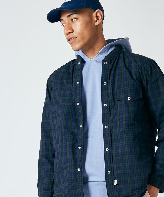 J.PRESS MEN マルチチェック×ナイロンタフタワッシャー リバーシブルシャツ ネイビー系3