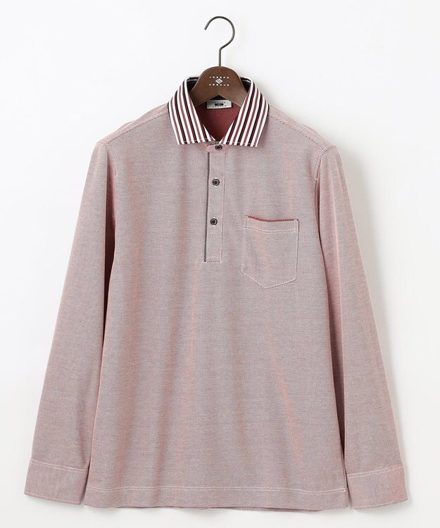 JOSEPH ABBOUD 【消臭などの高機能】オーガニックコットン ダディ 長袖 ポロシャツ レッド系