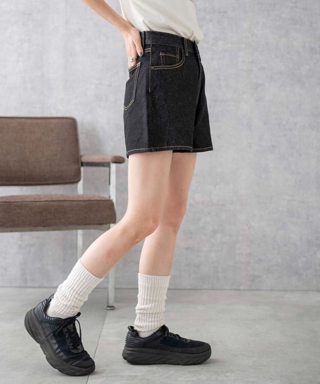 WEGO 台形デニムショートパンツ ブラック